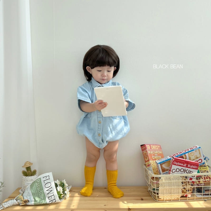 Black Bean - Korean Baby Fashion - #babyclothing - Bebe Junny Denim Bodysuit - 5