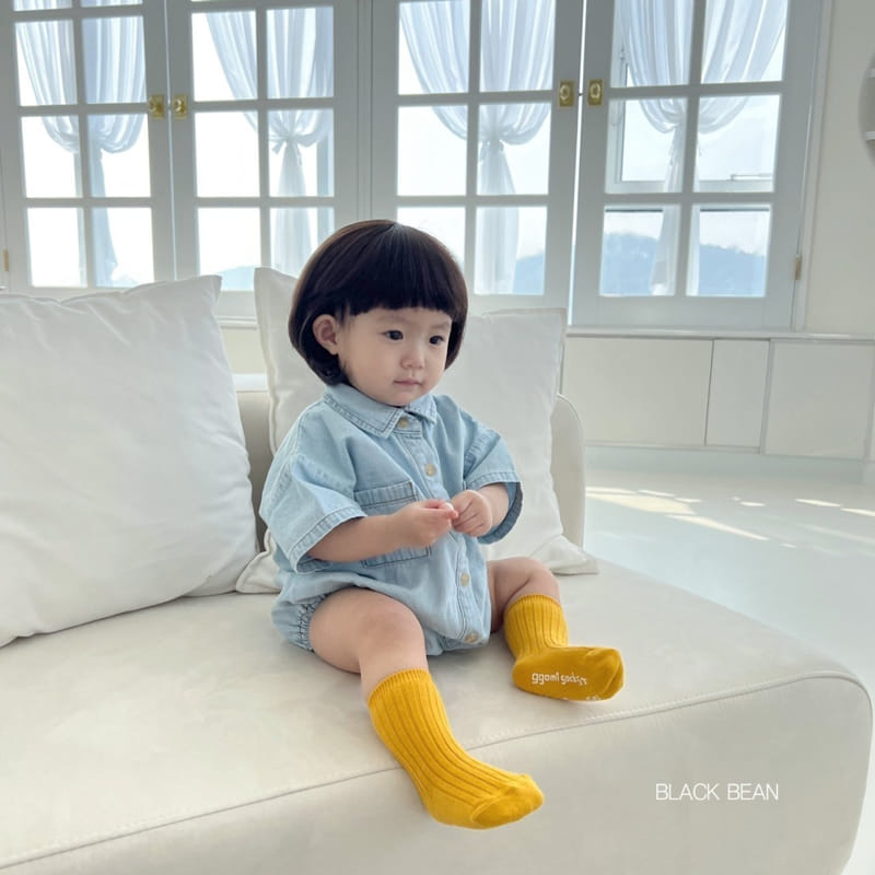 Black Bean - Korean Baby Fashion - #babygirlfashion - Bebe Junny Denim Bodysuit - 8