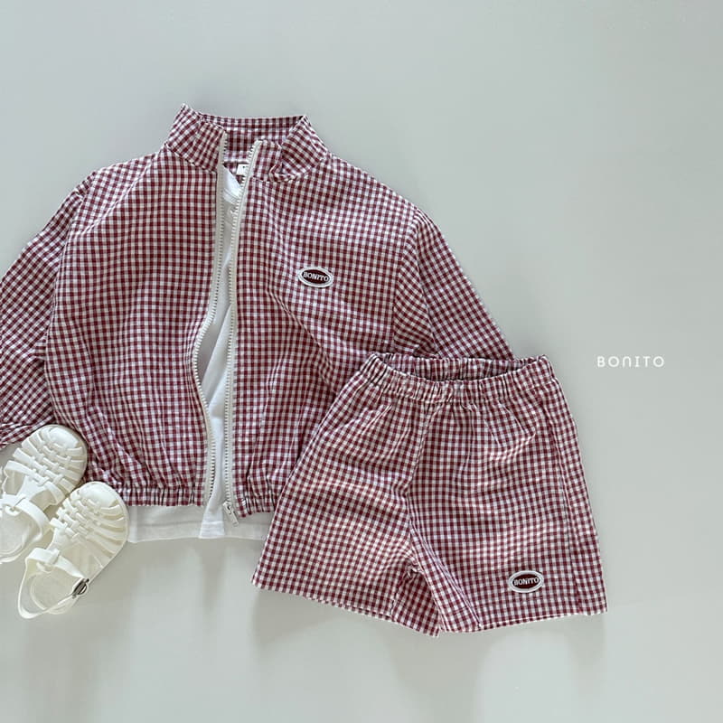 Bonito - Korean Baby Fashion - #babyboutiqueclothing - Wapen Check Zip-up Top Bottom Set - 3