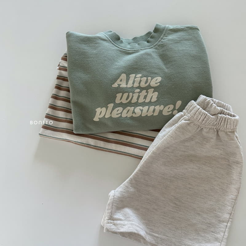 Bonito - Korean Baby Fashion - #babyootd - Alive Sweatshirt Short Sleeves Tee Bottom Set - 11