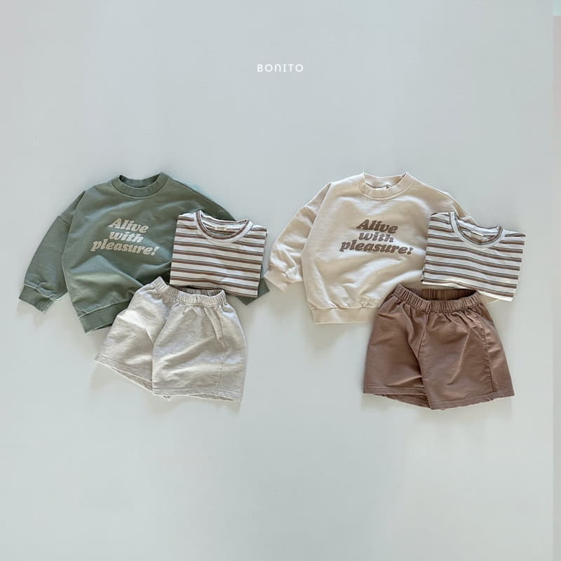 Bonito - Korean Baby Fashion - #babyoutfit - Alive Sweatshirt Short Sleeves Tee Bottom Set - 12