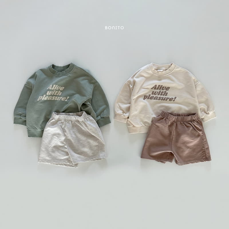 Bonito - Korean Baby Fashion - #smilingbaby - Alive Sweatshirt Short Sleeves Tee Bottom Set - 2