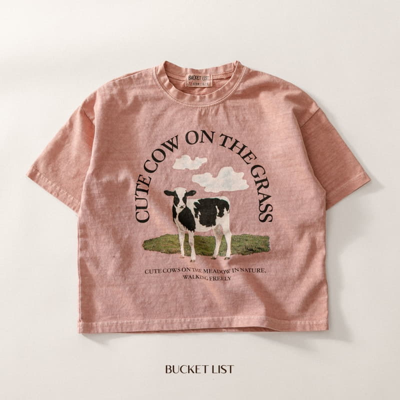 Bucket List - Korean Children Fashion - #discoveringself - Cow Pigment Short Sleeves Tee - 2