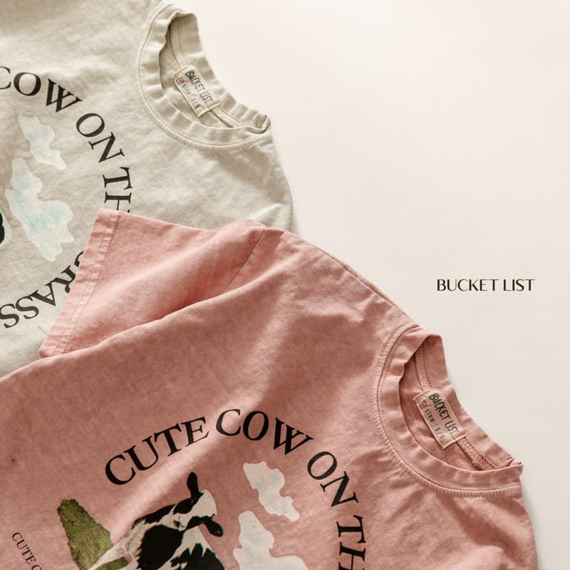 Bucket List - Korean Children Fashion - #fashionkids - Cow Pigment Short Sleeves Tee - 4