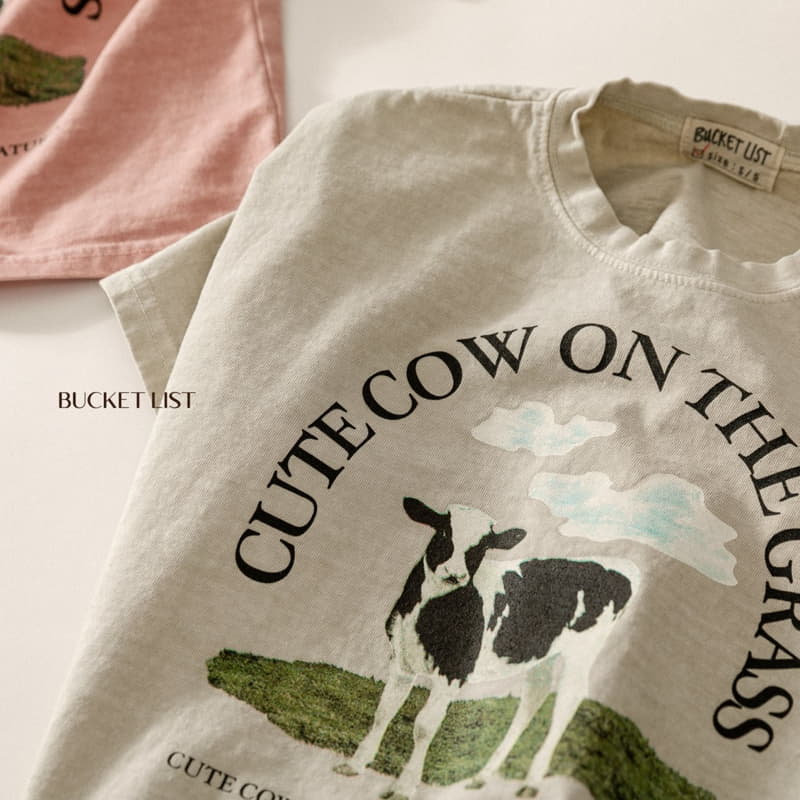 Bucket List - Korean Children Fashion - #littlefashionista - Cow Pigment Short Sleeves Tee - 8