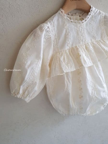 Choucream - Korean Baby Fashion - #babyboutiqueclothing - Embroidery Lace Bodysuit - 6