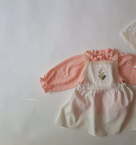 Choucream - Korean Baby Fashion - #babyclothing - Flower Embrodiery Apron One-piece - 8