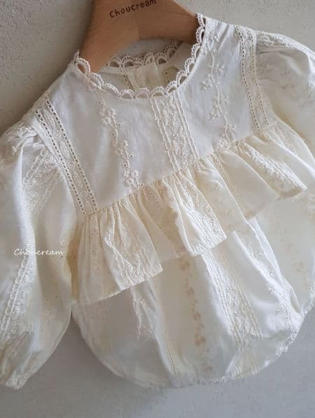 Choucream - Korean Baby Fashion - #babyclothing - Embroidery Lace Bodysuit - 7