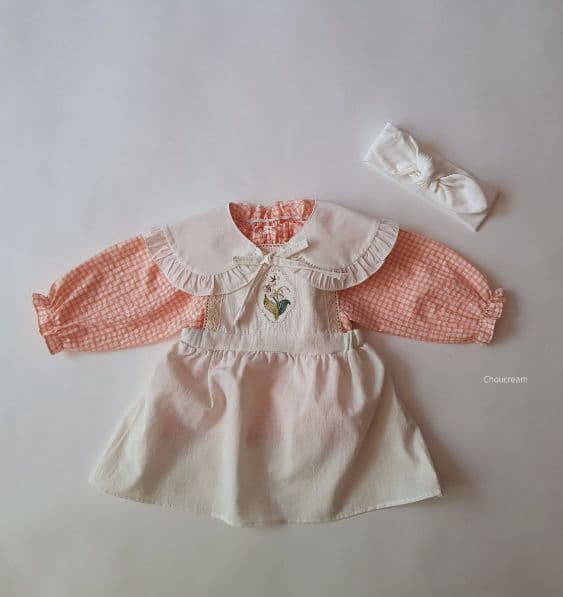 Choucream - Korean Baby Fashion - #babyfashion - Flower Embrodiery Apron One-piece - 9
