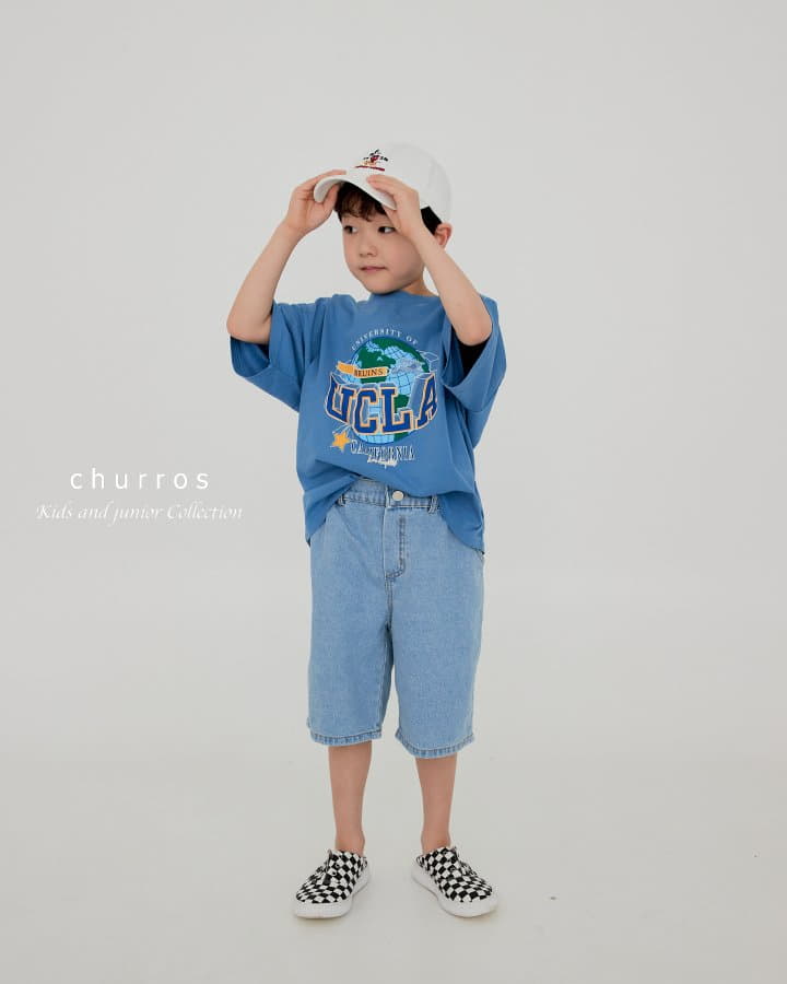 Churros - Korean Children Fashion - #Kfashion4kids - Denim Banding Shorts - 8