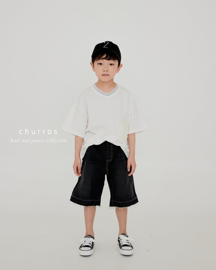 Churros - Korean Children Fashion - #childofig - V Neck Patch Tee - 12