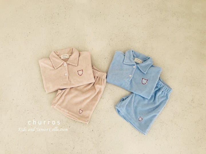 Churros - Korean Children Fashion - #childofig - Collar Terry Top Bottom Set - 8