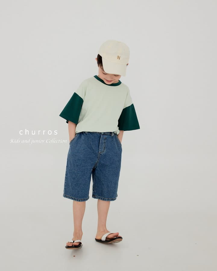 Churros - Korean Children Fashion - #childrensboutique - Denim Banding Shorts