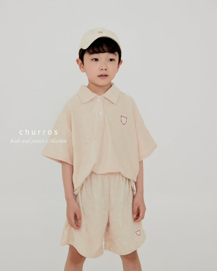 Churros - Korean Children Fashion - #designkidswear - Collar Terry Top Bottom Set - 10