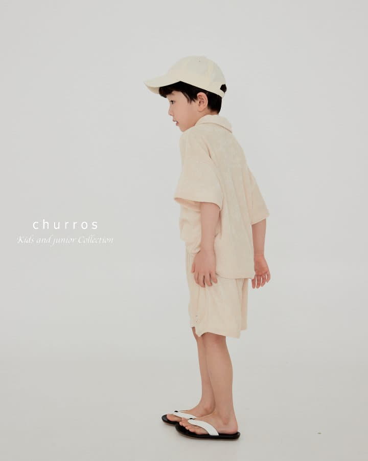 Churros - Korean Children Fashion - #discoveringself - Collar Terry Top Bottom Set - 11