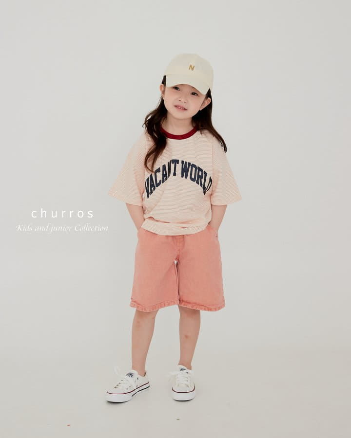 Churros - Korean Children Fashion - #kidsshorts - World Stripes Tee - 7