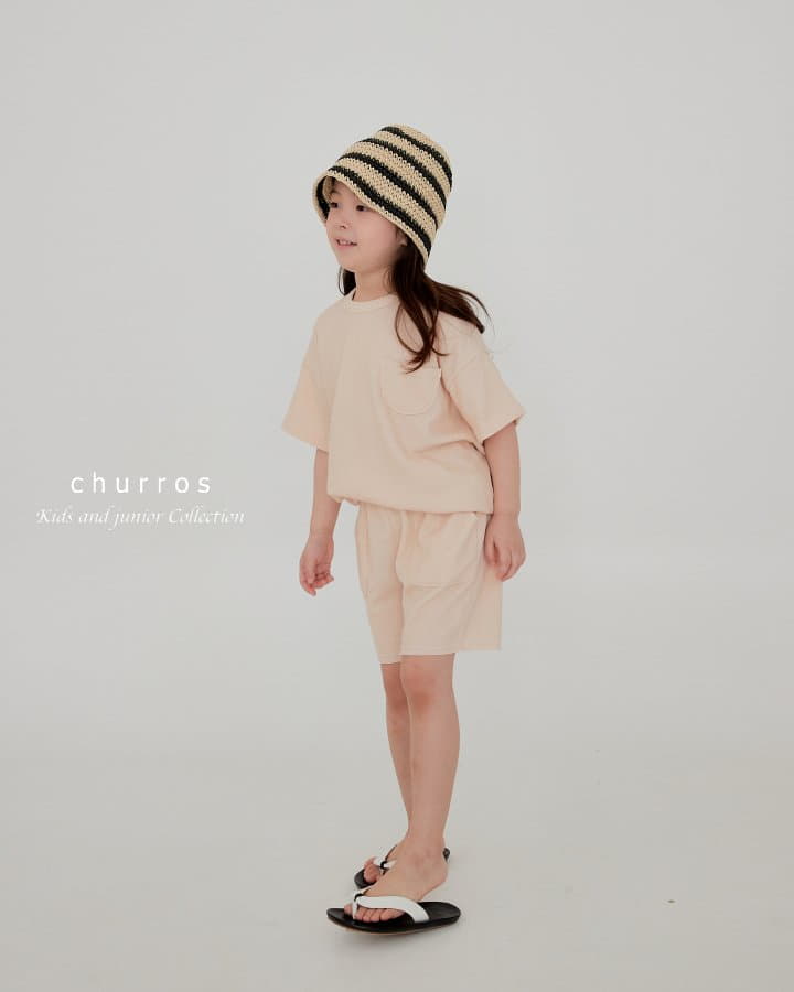 Churros - Korean Children Fashion - #kidsshorts - Easy Look Rib Top Bottom Set - 2