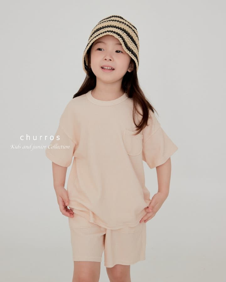 Churros - Korean Children Fashion - #kidsstore - Easy Look Rib Top Bottom Set - 3