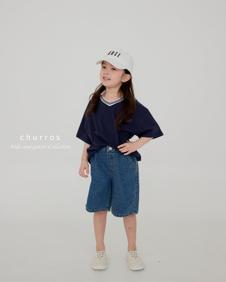 Churros - Korean Children Fashion - #kidsstore - V Neck Patch Tee - 5