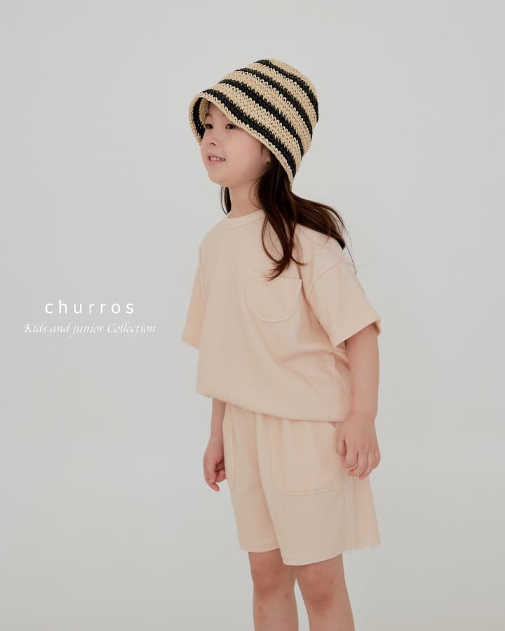 Churros - Korean Children Fashion - #kidsstore - Easy Look Rib Top Bottom Set - 4