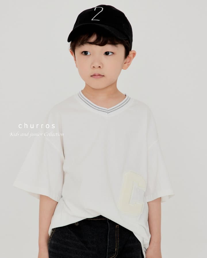 Churros - Korean Children Fashion - #littlefashionista - V Neck Patch Tee - 8