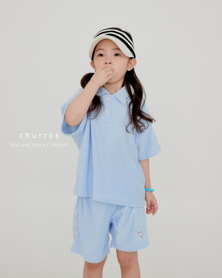 Churros - Korean Children Fashion - #littlefashionista - Collar Terry Top Bottom Set - 3