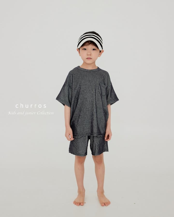 Churros - Korean Children Fashion - #minifashionista - Easy Look Rib Top Bottom Set - 8