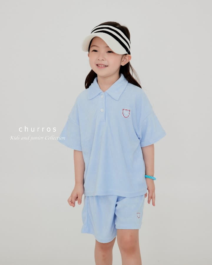 Churros - Korean Children Fashion - #prettylittlegirls - Collar Terry Top Bottom Set - 6