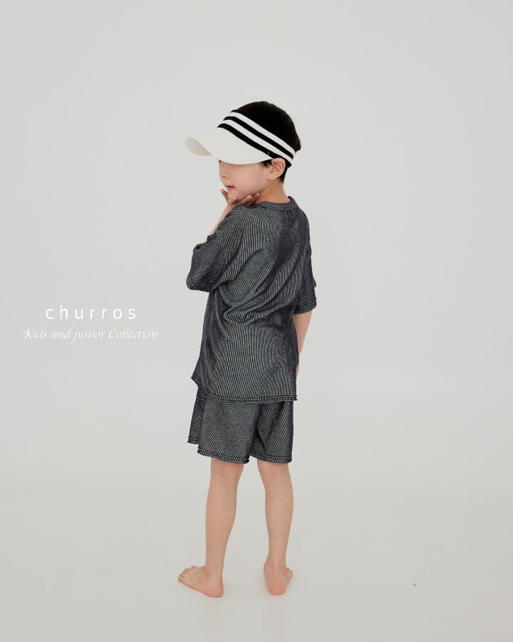 Churros - Korean Children Fashion - #toddlerclothing - Easy Look Rib Top Bottom Set - 11