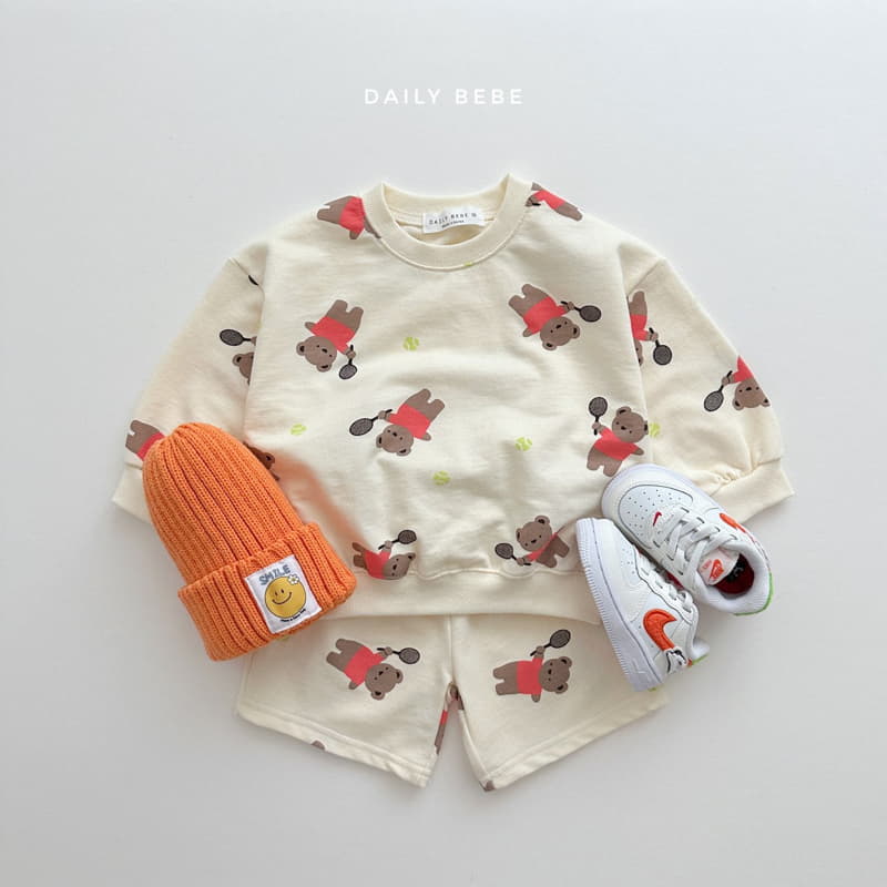 Daily Bebe - Korean Children Fashion - #designkidswear - Bear Shorts Top Bottom Set - 5