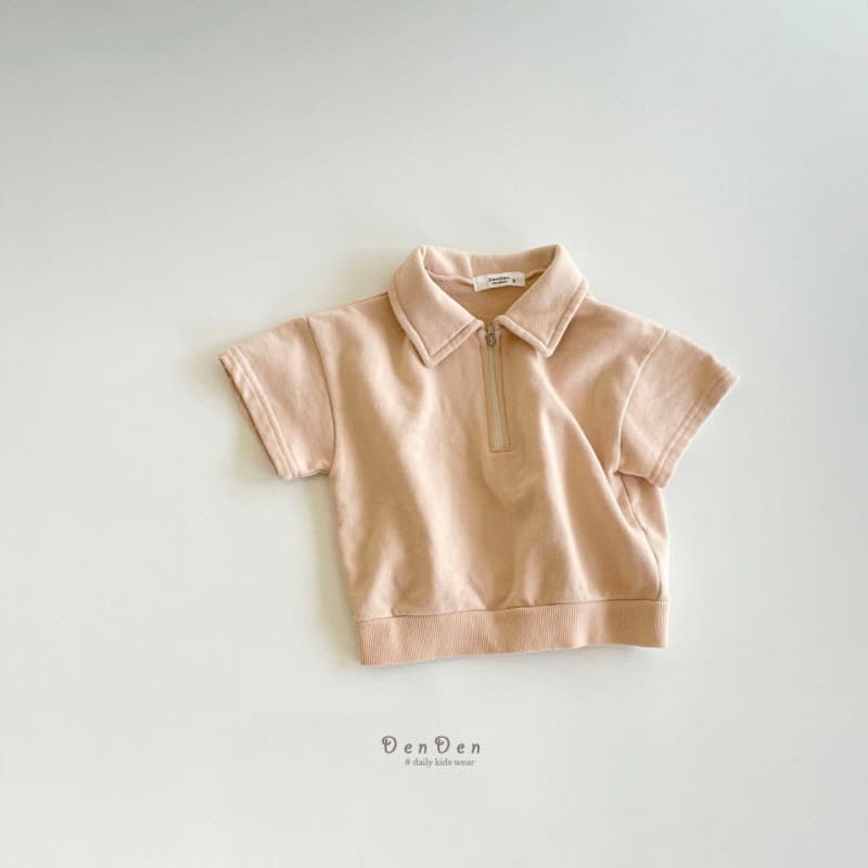 Denden - Korean Children Fashion - #kidsshorts - Blan Zip-up Tee Short Sleeves - 3