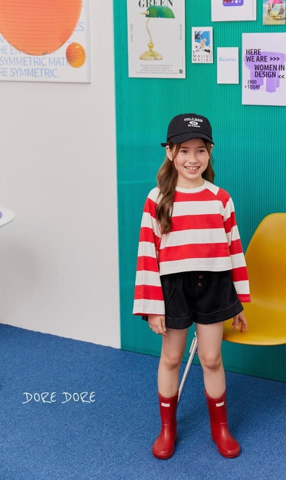 Dore Dore - Korean Children Fashion - #kidsshorts - Stripes Crop Tee - 12