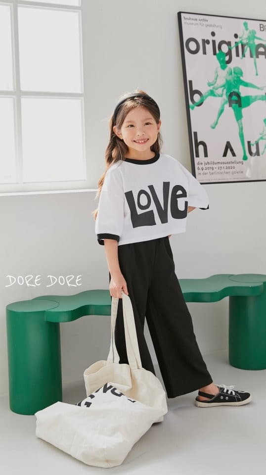 Dore Dore - Korean Children Fashion - #toddlerclothing - Love Color Crop Tee - 10