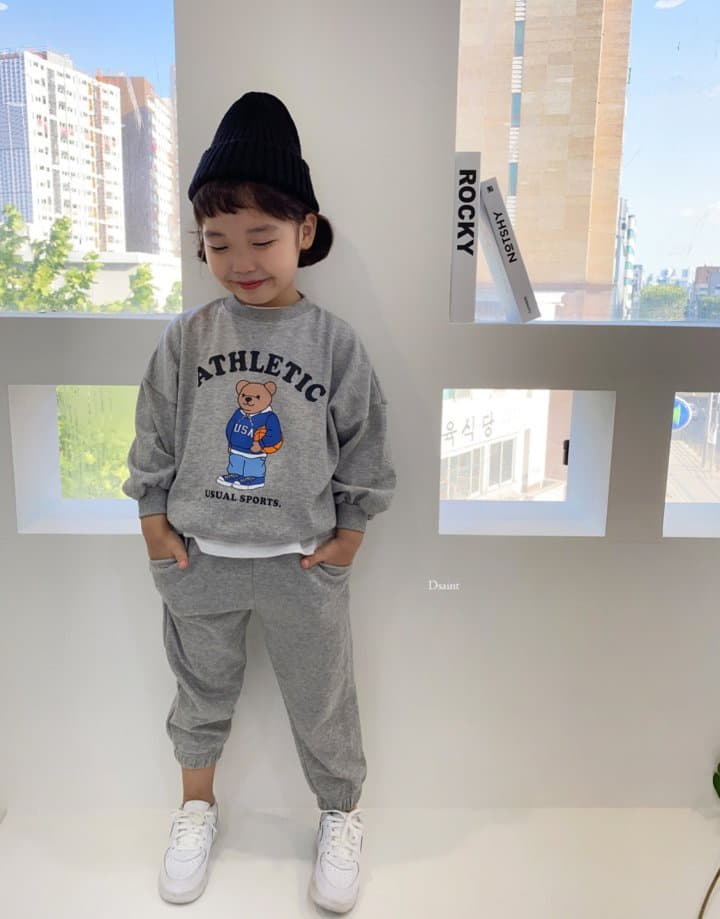 Dsaint - Korean Children Fashion - #stylishchildhood - Bear Basket Top Bottom Set - 4