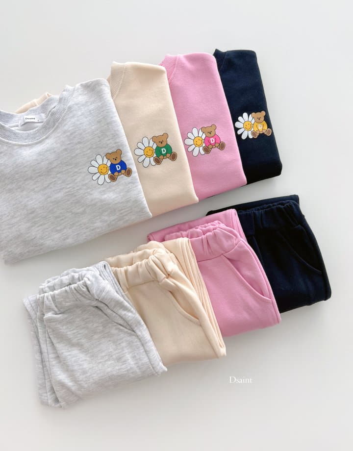 Dsaint - Korean Children Fashion - #childofig - Flower Bear Top Bottom Set - 10