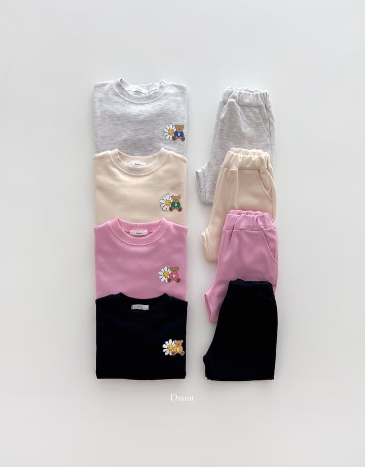 Dsaint - Korean Children Fashion - #childofig - Flower Bear Top Bottom Set - 9