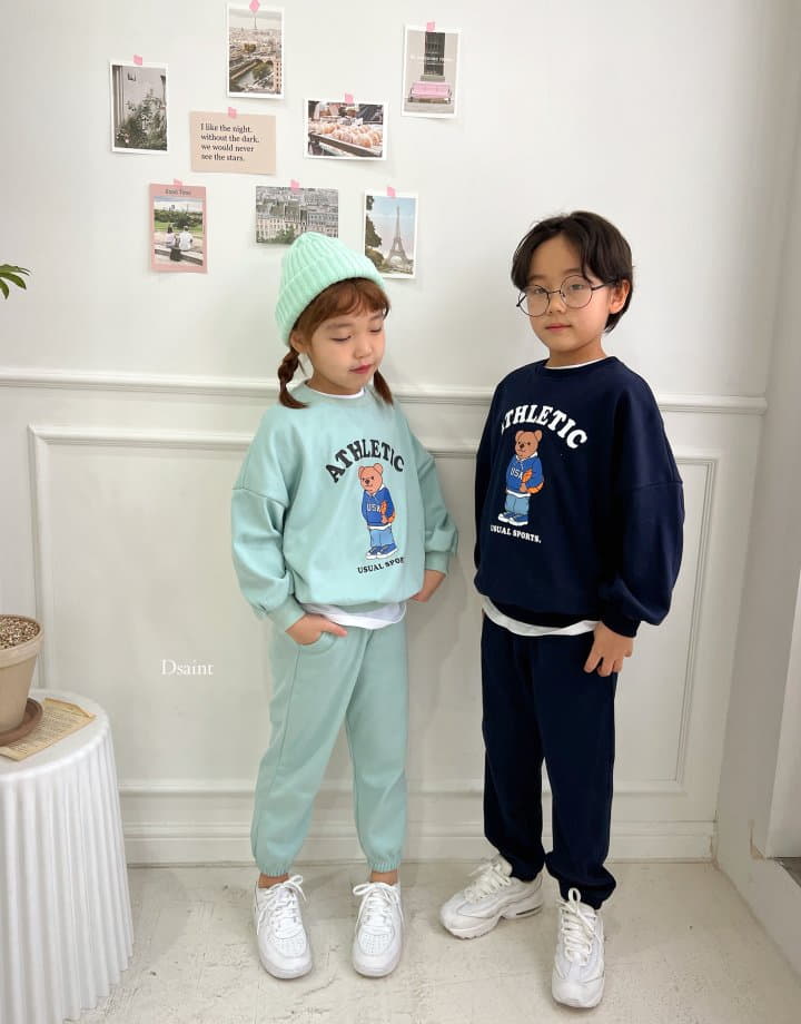 Dsaint - Korean Children Fashion - #childrensboutique - Bear Basket Top Bottom Set - 5