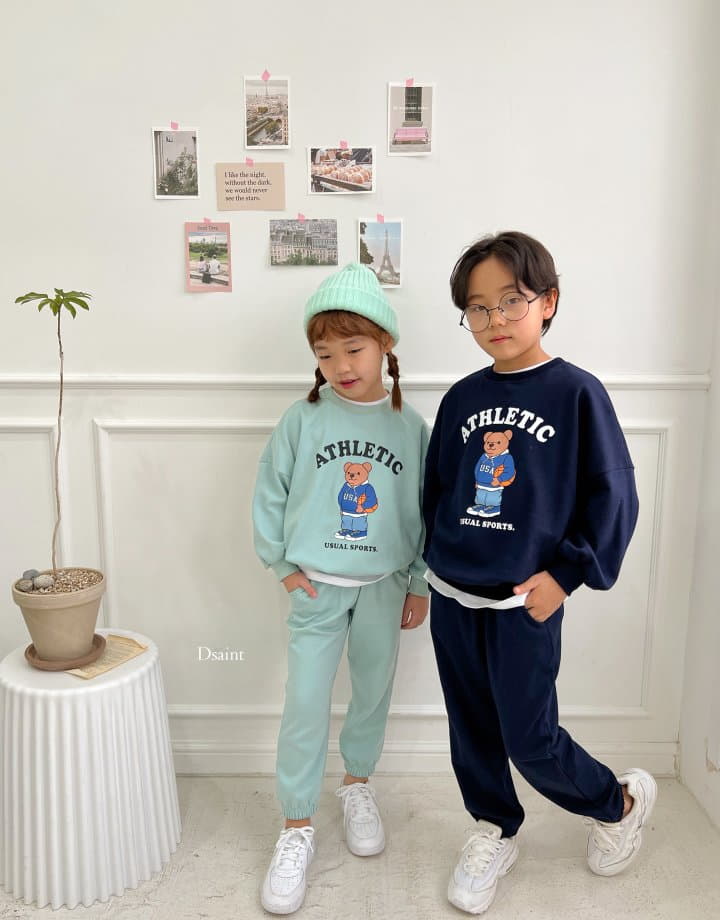 Dsaint - Korean Children Fashion - #kidsstore - Bear Basket Top Bottom Set - 10