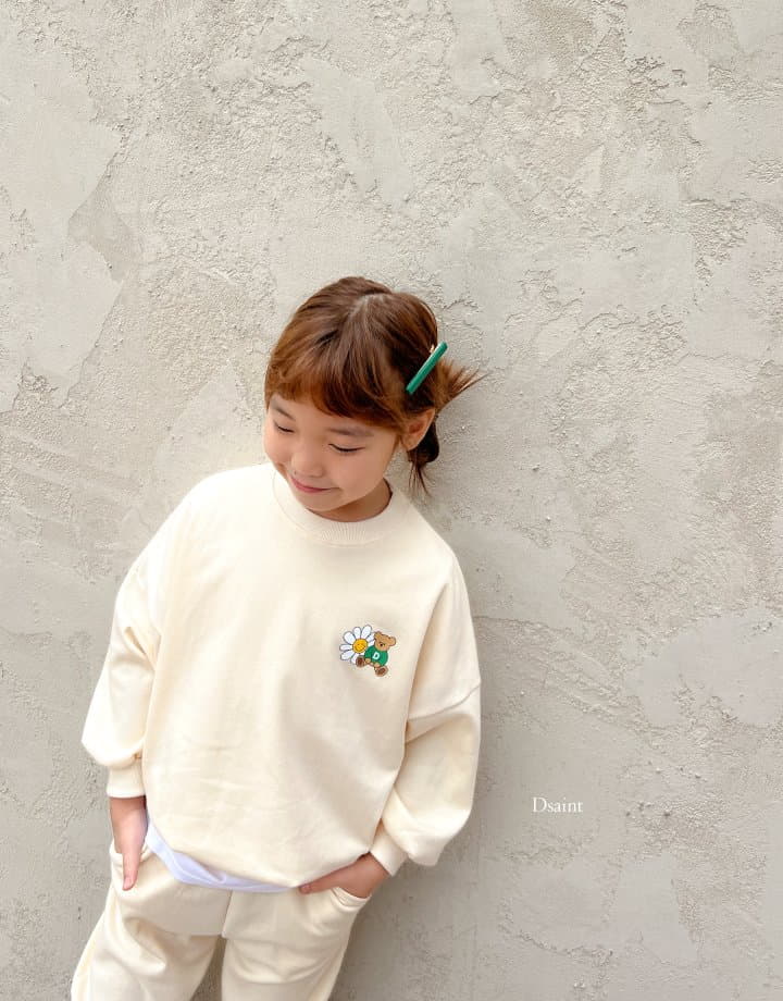 Dsaint - Korean Children Fashion - #littlefashionista - Flower Bear Top Bottom Set - 5
