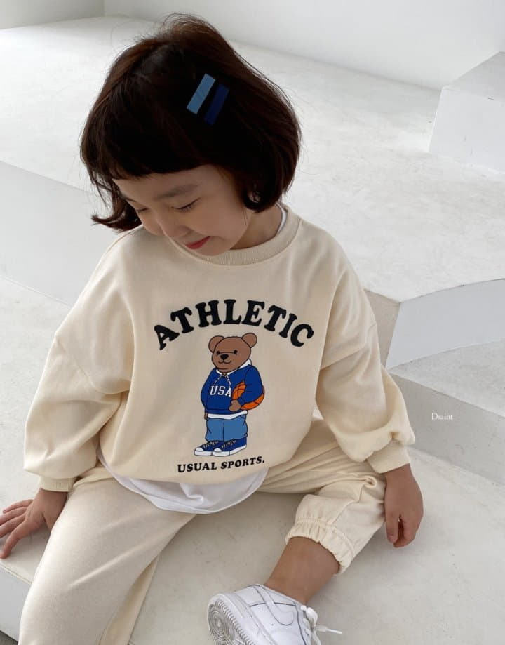 Dsaint - Korean Children Fashion - #todddlerfashion - Bear Basket Top Bottom Set