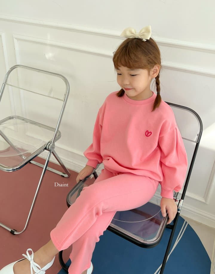 Dsaint - Korean Children Fashion - #toddlerclothing - Cong Dack Heart Wide Top Bottom Set - 7