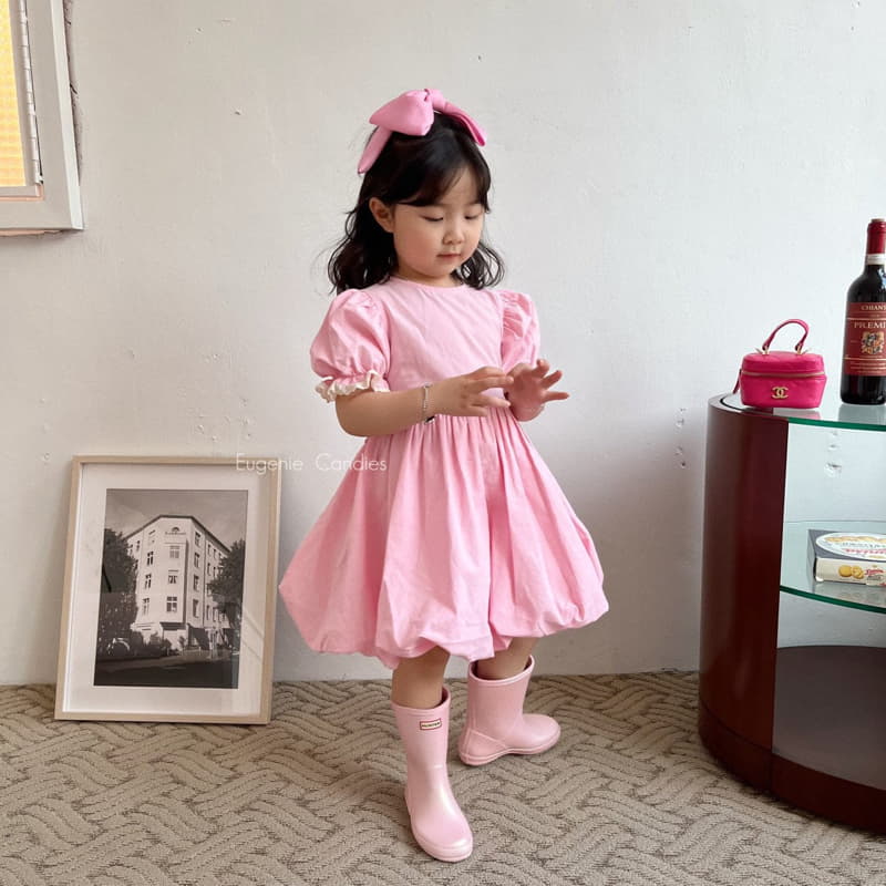 Eugenie Candies - Korean Children Fashion - #childrensboutique - Short Sleeves Pink One-piece