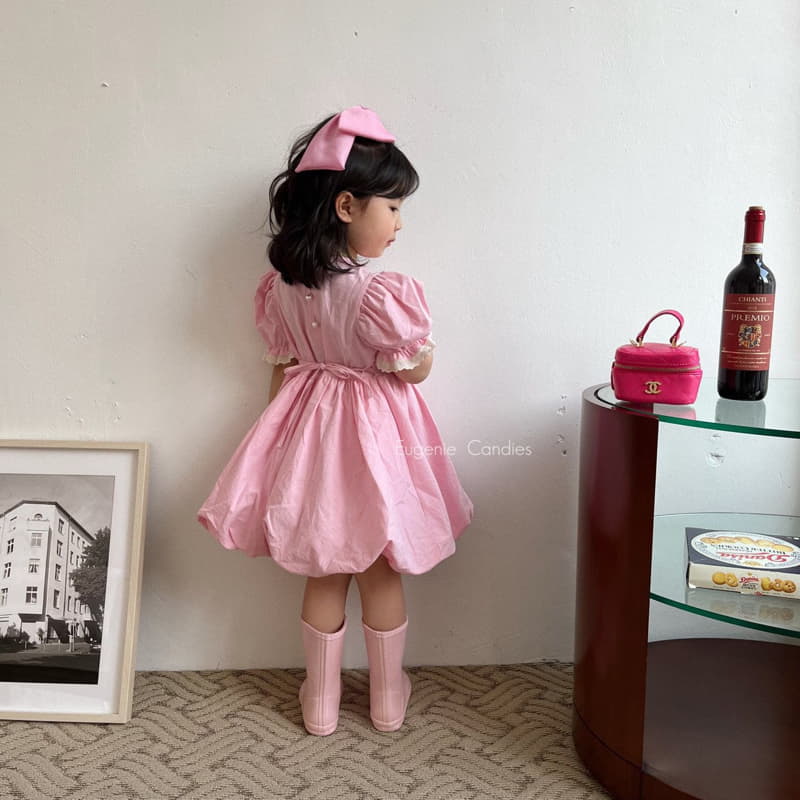 Eugenie Candies - Korean Children Fashion - #designkidswear - Short Sleeves Pink One-piece - 2