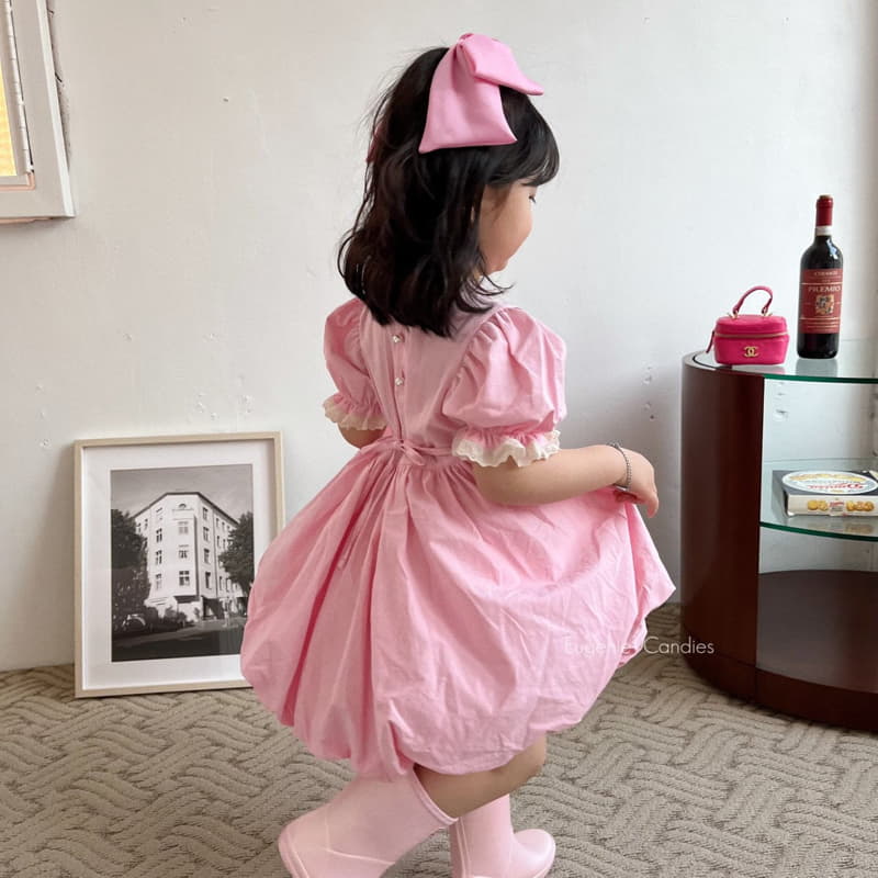 Eugenie Candies - Korean Children Fashion - #discoveringself - Short Sleeves Pink One-piece - 3