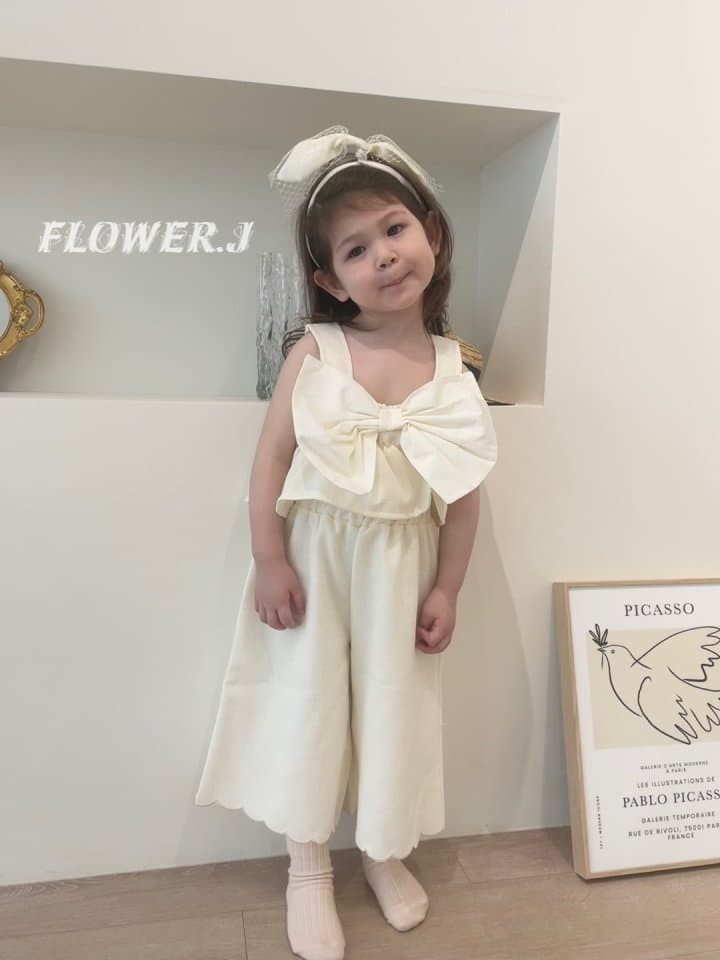Flower J - Korean Children Fashion - #childrensboutique - Big Ribon Sleeveless Top Bottom Set - 5