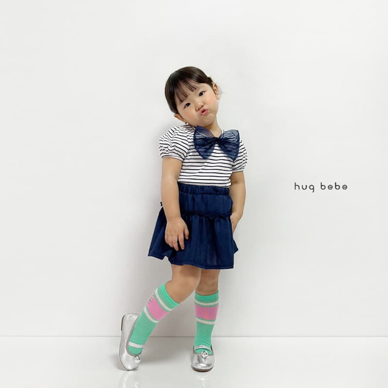 Hug Bebe - Korean Children Fashion - #Kfashion4kids - Ribbon Stripes Puff Tee - 2