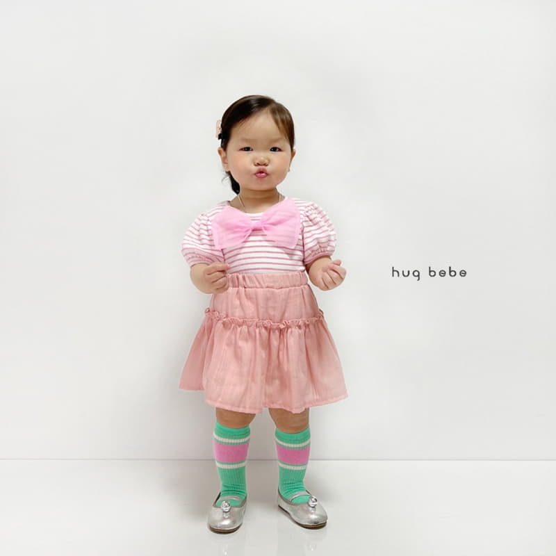 Hug Bebe - Korean Children Fashion - #childofig - Ribbon Stripes Puff Tee - 10
