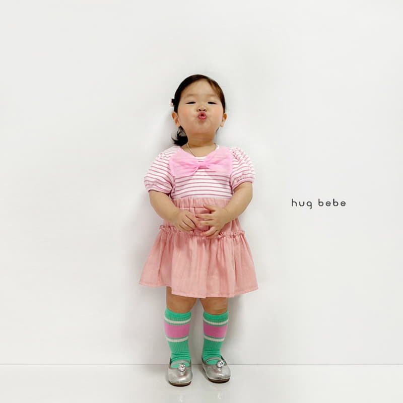 Hug Bebe - Korean Children Fashion - #childrensboutique - Ribbon Stripes Puff Tee - 11