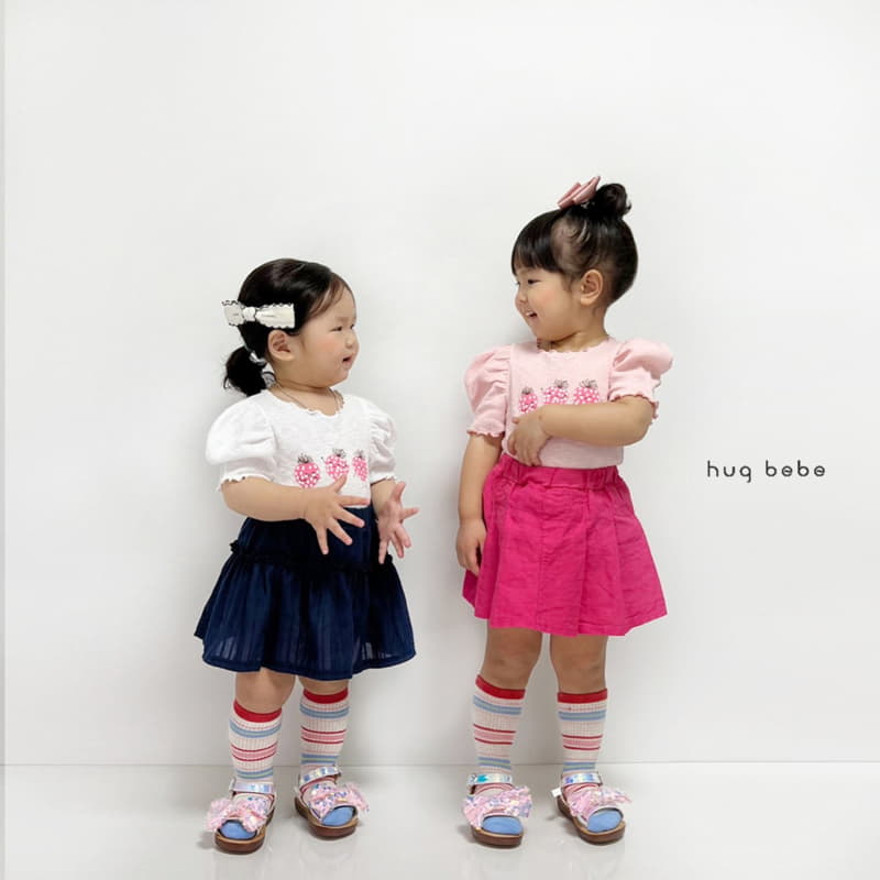 Hug Bebe - Korean Children Fashion - #childrensboutique - Strawberry Puff Tee - 8