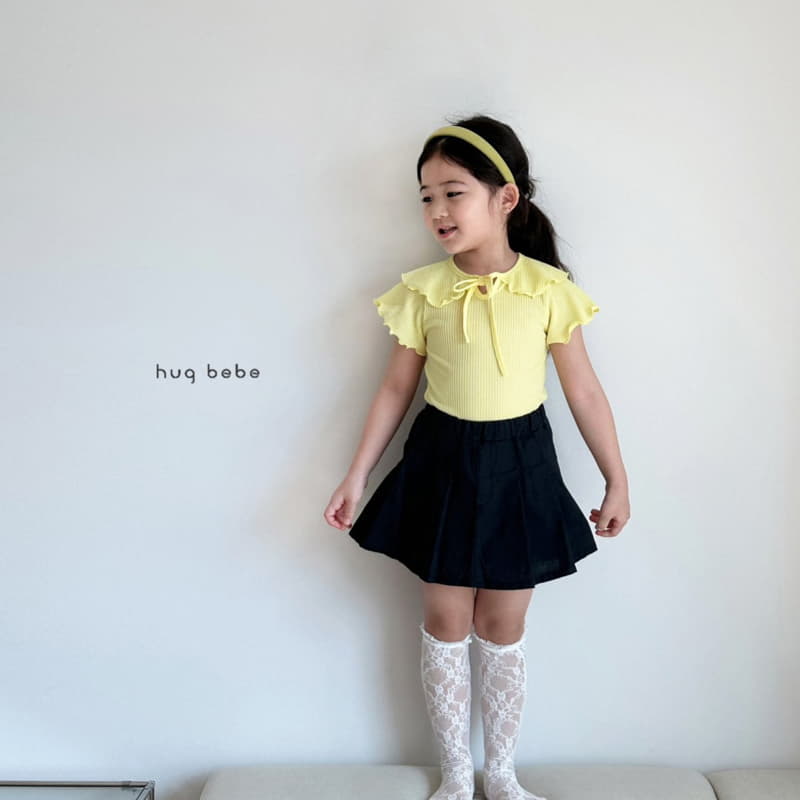 Hug Bebe - Korean Children Fashion - #designkidswear - Wave Collar Ribbon Tee